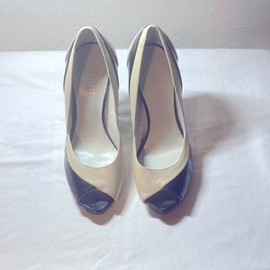 Woman’s Nine West Shoes—like new—Taupe and Black—4 inch heels.